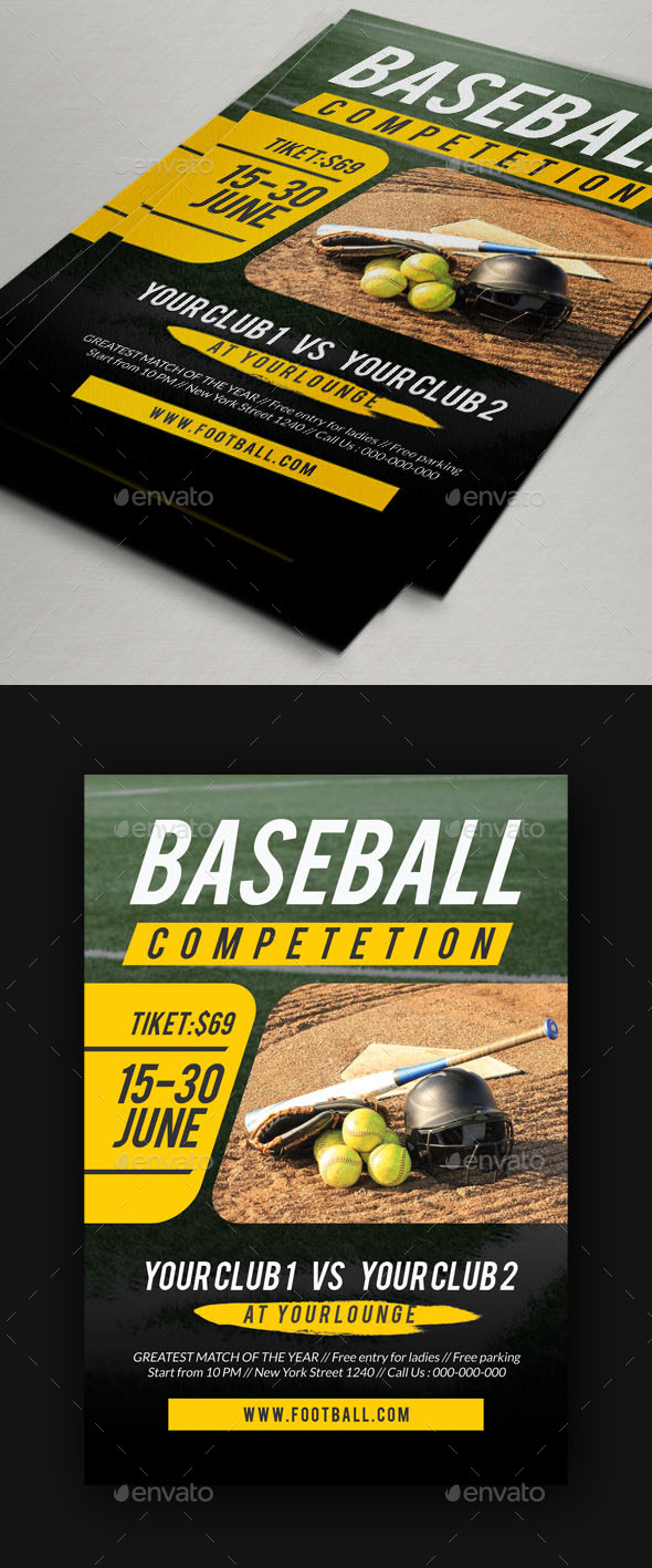 Baseball Match Flyer Template - Sports Events