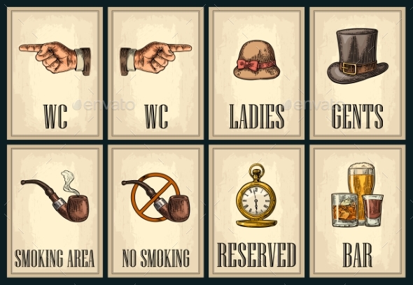 Vintage Signboard Set - Miscellaneous Vectors