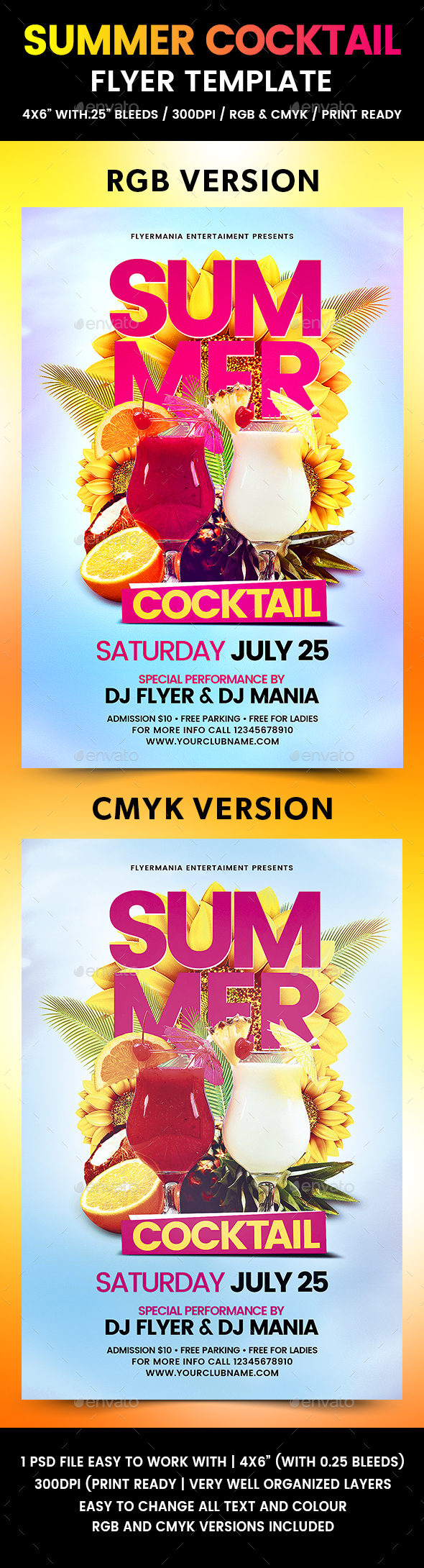 Summer Cocktail Flyer Template - Flyers Print Templates