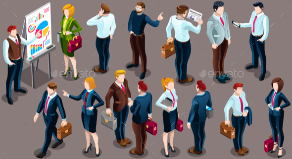 Isometric People Staff Deal Icon 3D Set Vector Illustration - People Characters