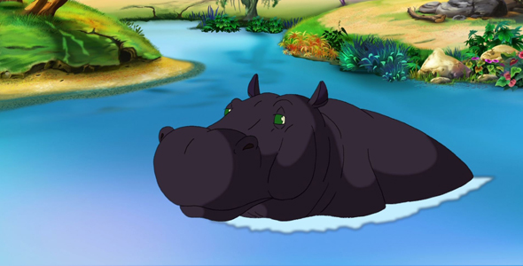 Big Black Hippopotamus Open his Mouth alt