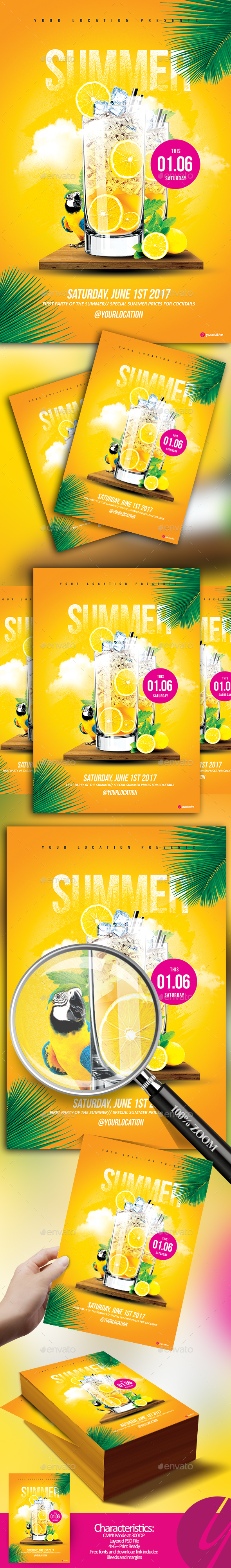 Summer Drinks Flyer - Clubs & Parties Events