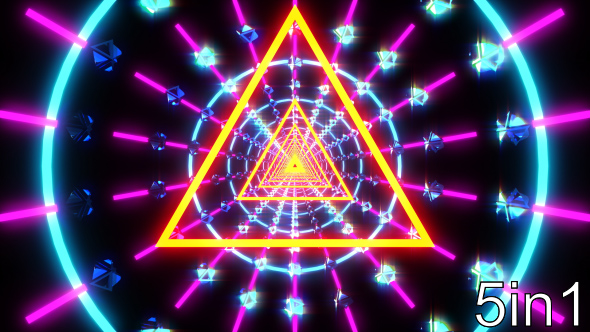 Triangle Neon Lights Tunnel VJ Loop