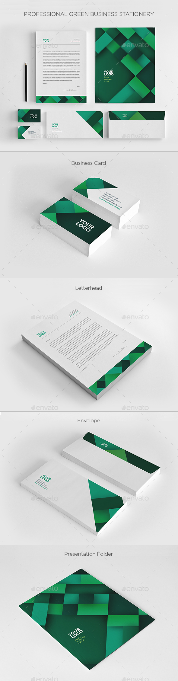 Professional Green Business Stationery - Stationery Print Templates