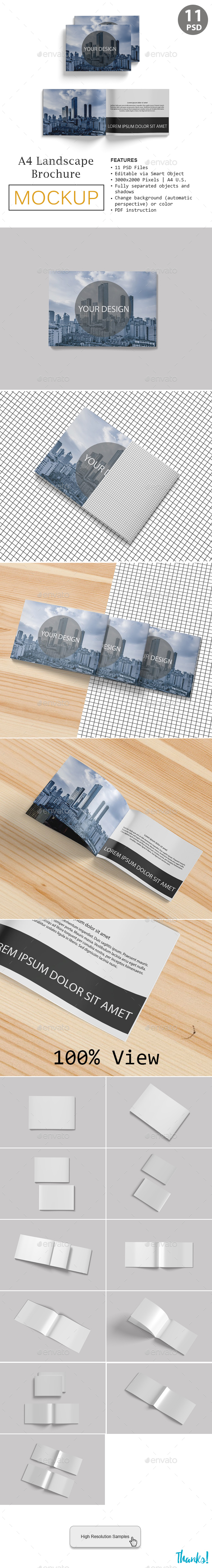 A4 Landscape Brocure Mockup - Product Mock-Ups Graphics