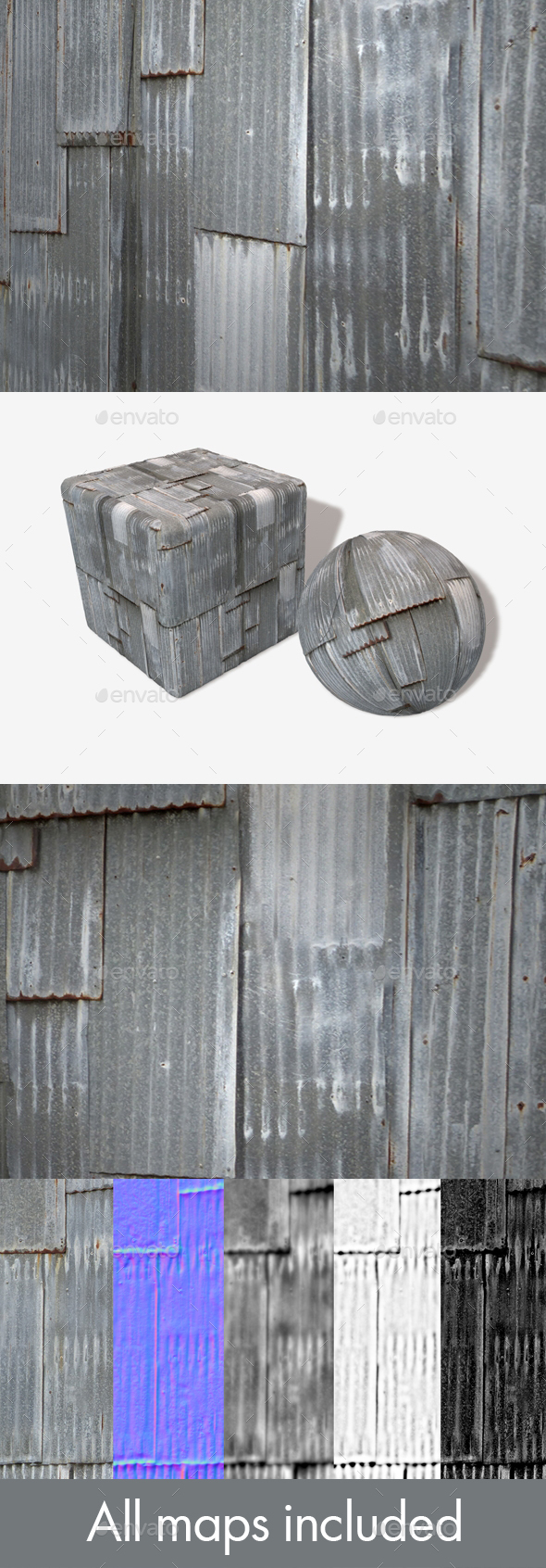 Corrugated Iron Panels - 3Docean 19751904