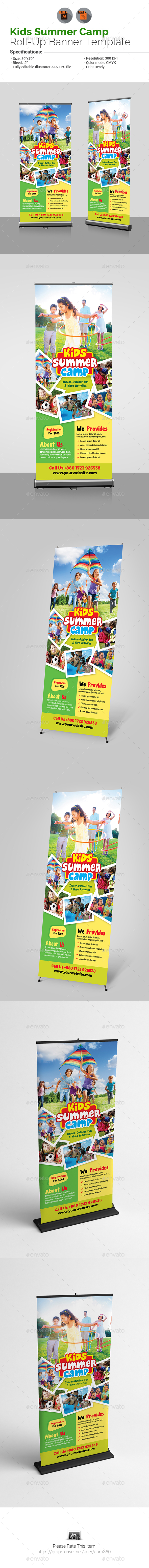 Kids Summer Camp Roll-Up Banner