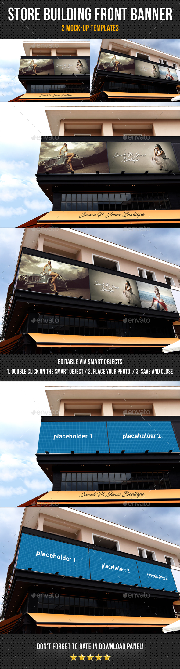 Store Building Front Banner Mock-Up Pack - Signage Print