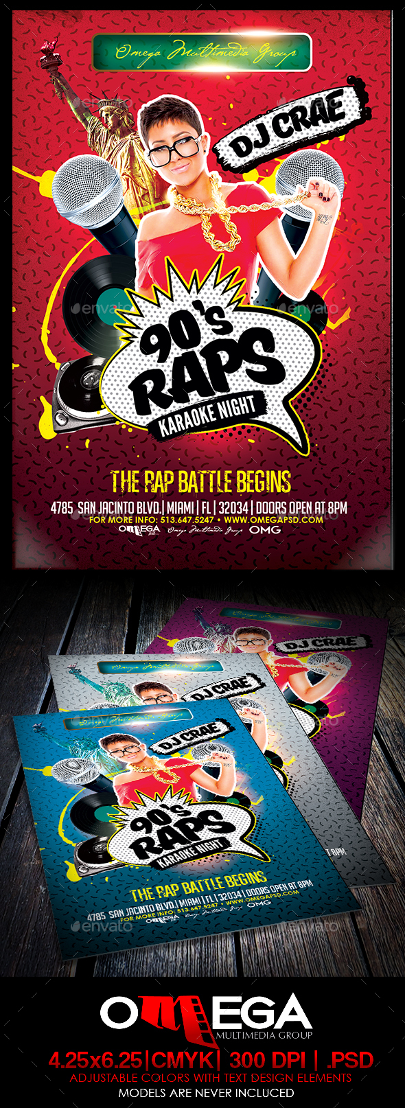 90's Rap Karaoke Night - Flyers Print Templates