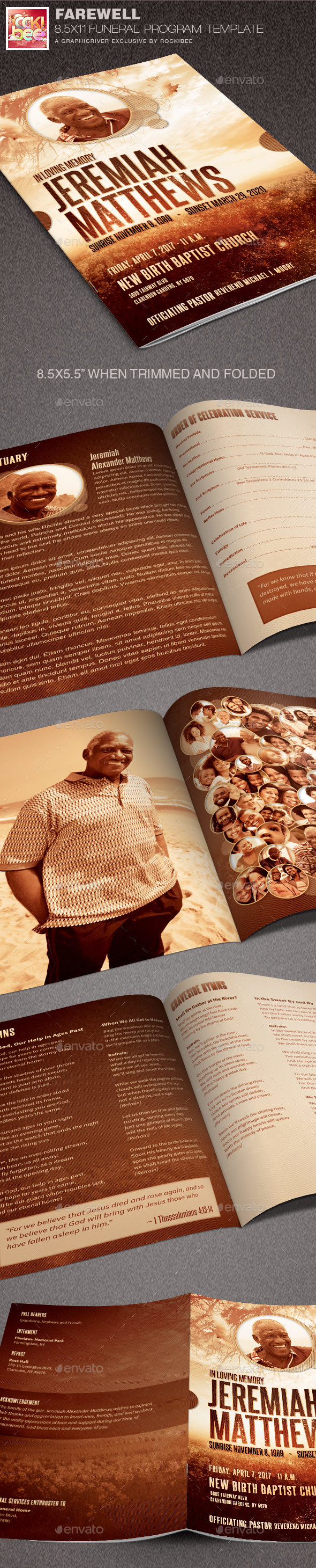 Farewell Funeral Program Template - Informational Brochures