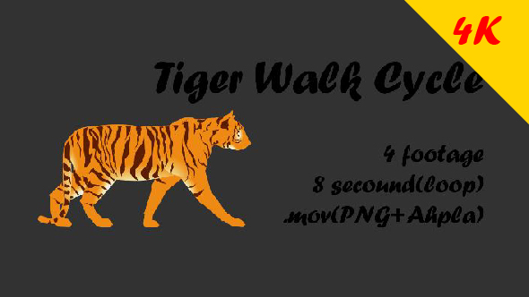 4K Tiger Walk Cycle