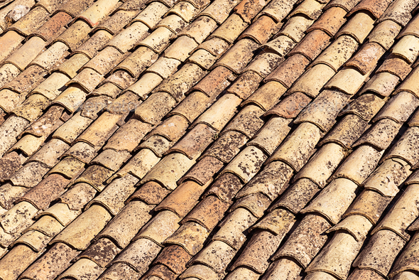 Old shingles on a roof in Sicily
