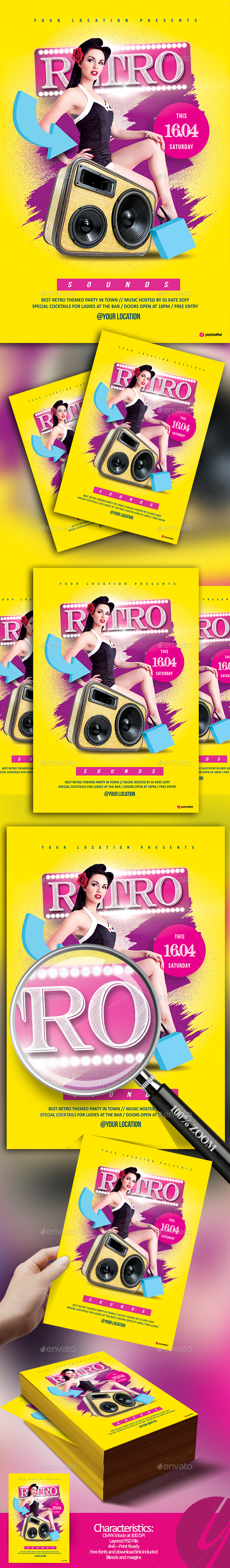 Retro Sounds Flyer - Clubs & Parties Events