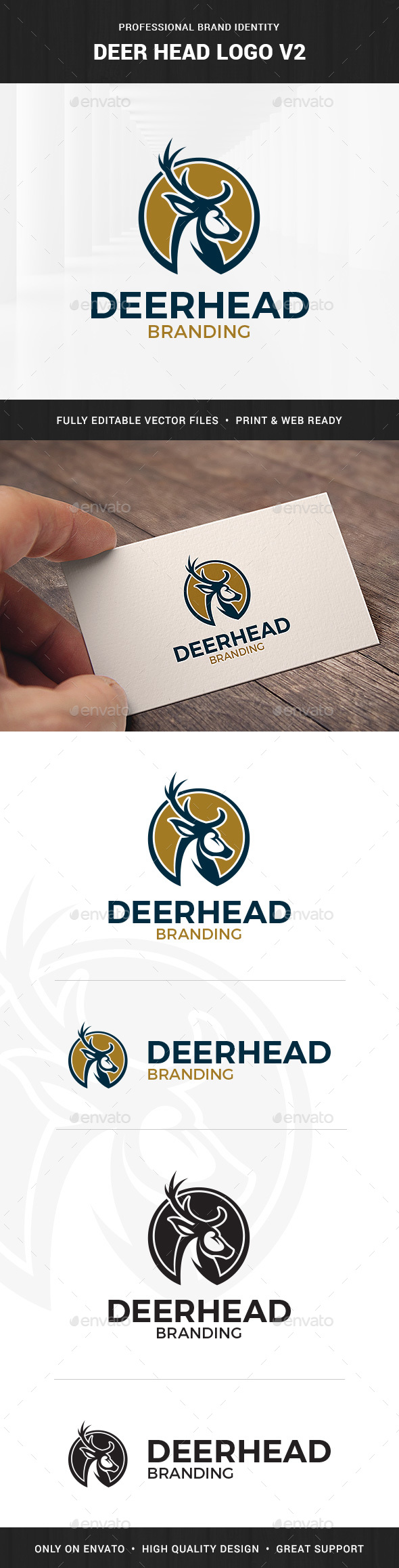 Deer Head Logo Template v2 - Animals Logo Templates