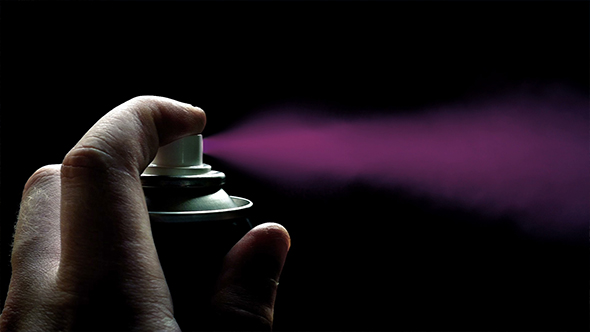 Spraycan Sprays Pink Paint alt