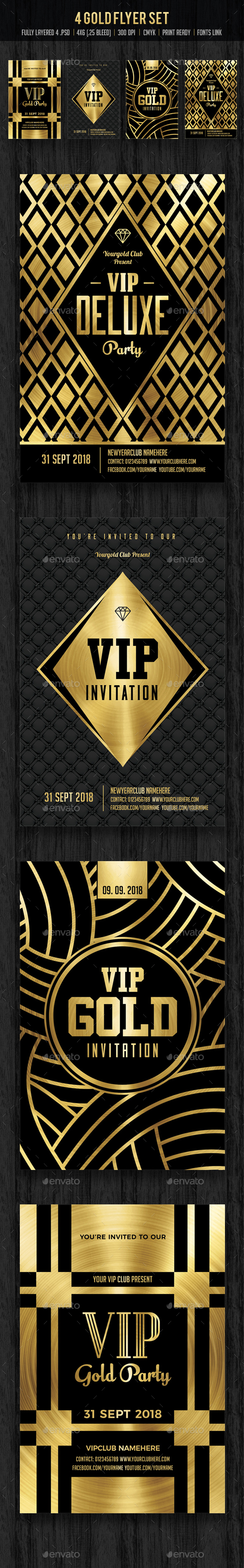 Gold Flyer Set / Gold Invitation - Clubs & Parties Events