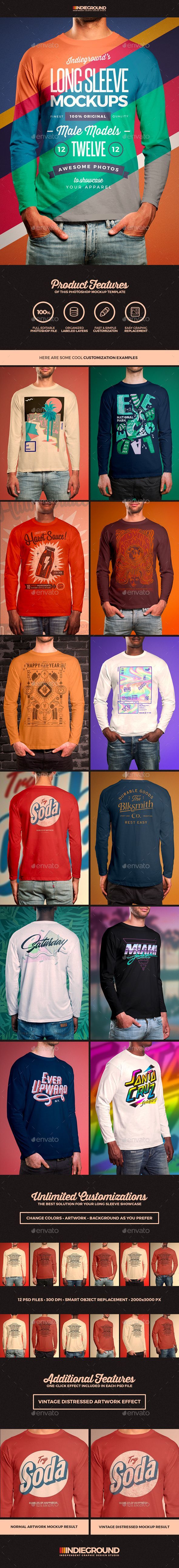 Men Long Sleeve T-Shirt Mockups