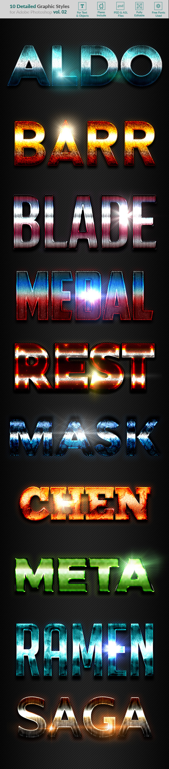 10 Text Effects Vol. 02 - Styles Photoshop