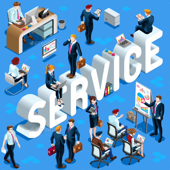 Service Isometric People Icon 3D Set Vector Illustration - People Characters