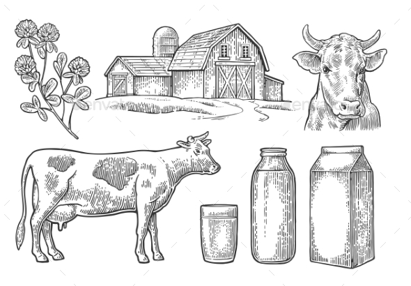 Farm and Milk Set - Food Objects