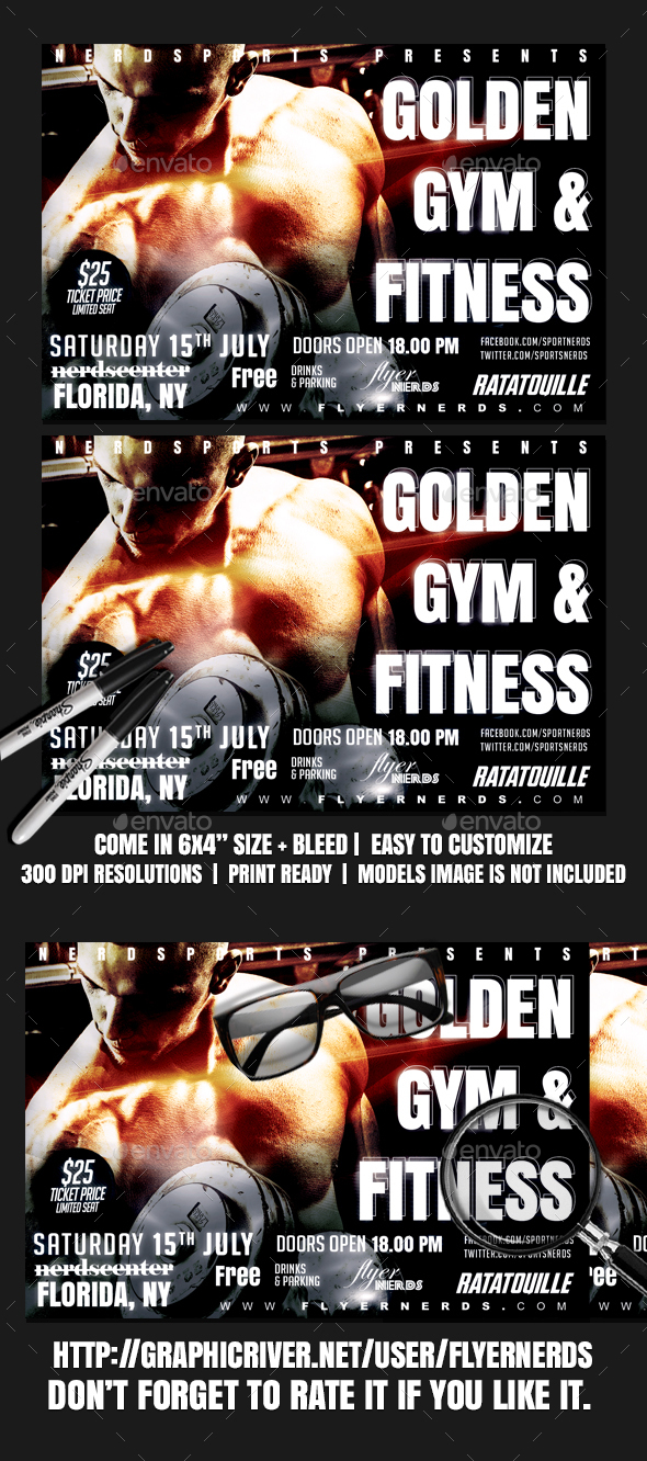 Golden Gymnasium and Fitness Sports Flyer - Sports Events