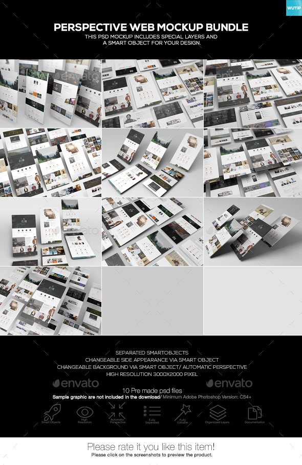 Perspective Web Mockup Bundle - Website Displays