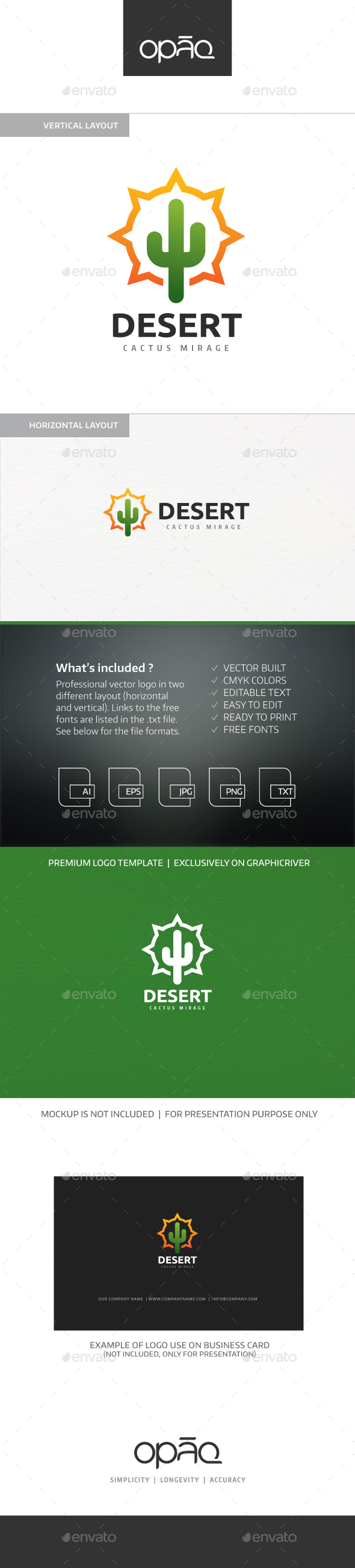 Hot Desert Cactus Logo - Nature Logo Templates