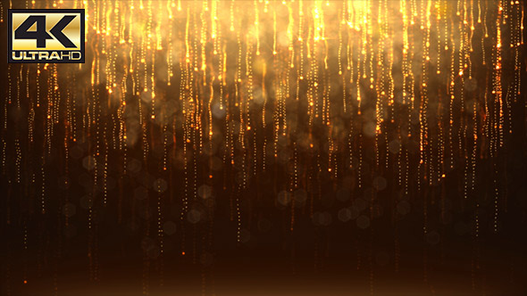 Abstract Golden Particles Glitter Rain Background 4K