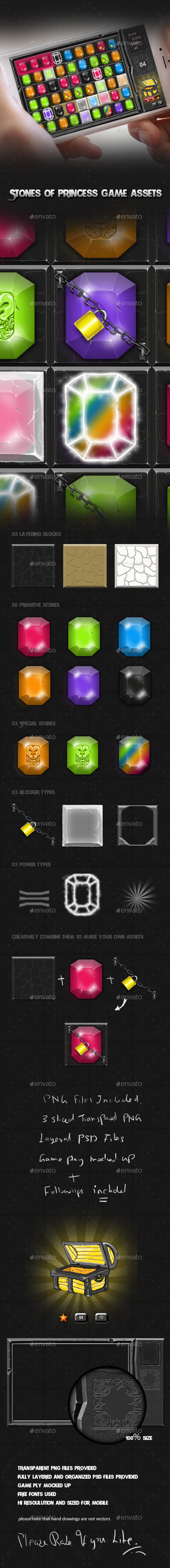 Match 3 Stones - Game Assets - Game Kits Game Assets