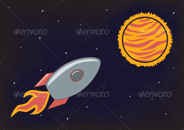Space Rocket Illustration - Travel Conceptual