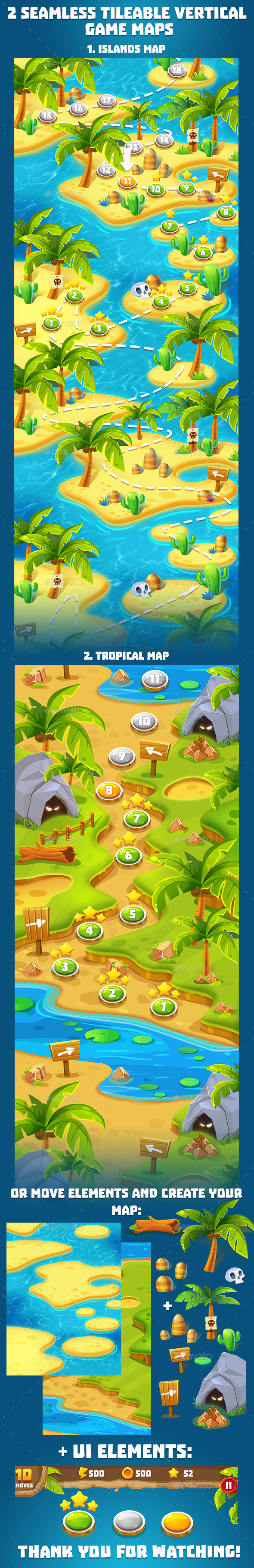 2 Tropical Seamless Game Maps - Miscellaneous Game Assets
