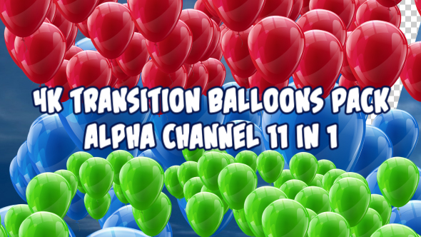 4K Balloons Transition Pack 11 in 1