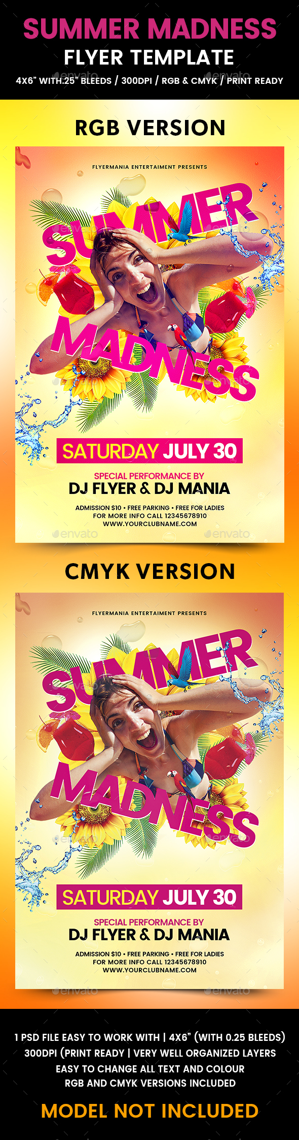 Summer Madness Flyer Template - Flyers Print Templates