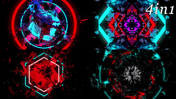 Splash Neon - VJ Loop Pack (4in1)