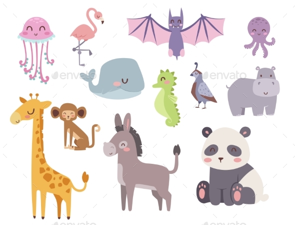 Cartoon Animals Isolated Wildlife - Animals Characters