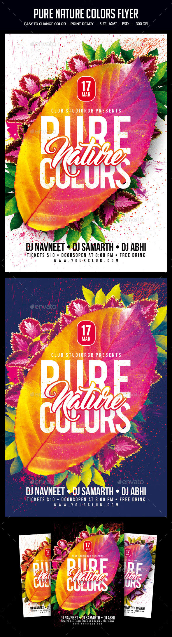 Pure Nature Colors Flyer - Clubs & Parties Events