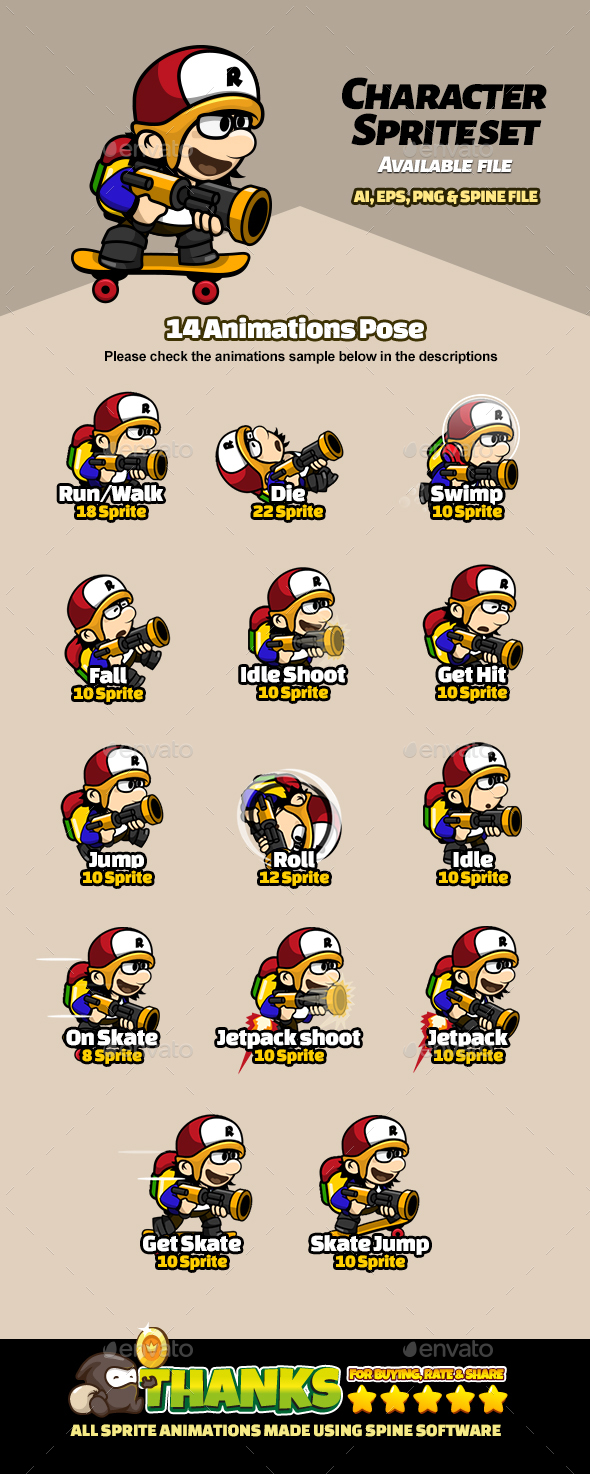 Character Set V14 - Sprites Game Assets