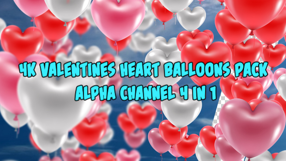 4K Colorful Valentines Heart Balloons 4 in 1