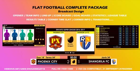 Flat Football Complete Package-Broadcast Design