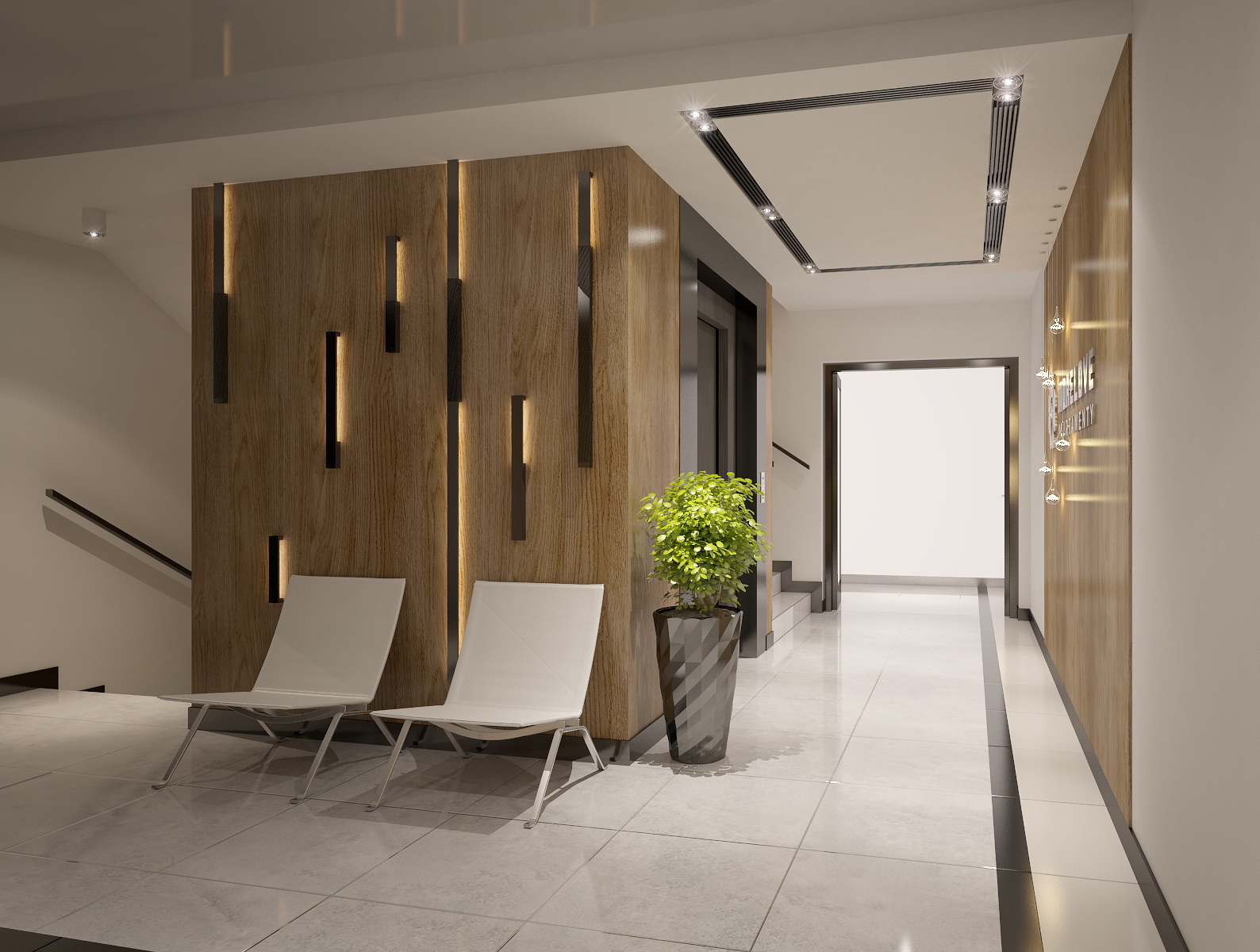 Apartments Building Entrance Hall Area Foyer Lobby With Elevator Interior Design By Visualcg