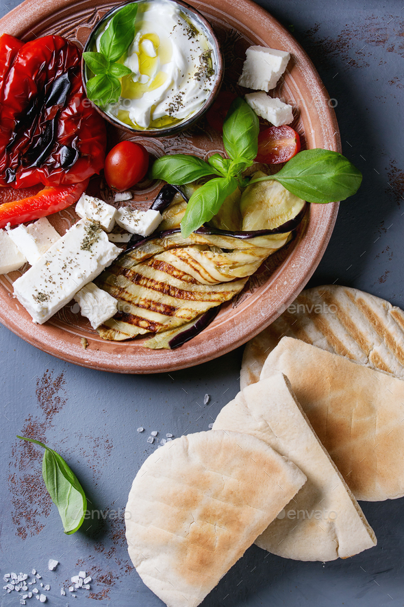 Ingredients for pita bread sandwich - Stock Photo - Images