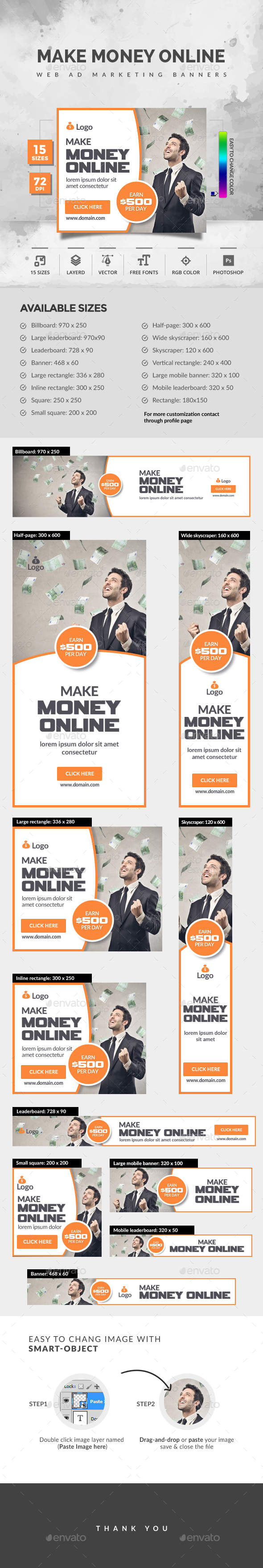Make Money Online Banners - Banners & Ads Web Elements