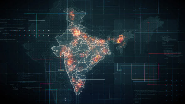 Black India Map with Lines Rollback Camera 4K