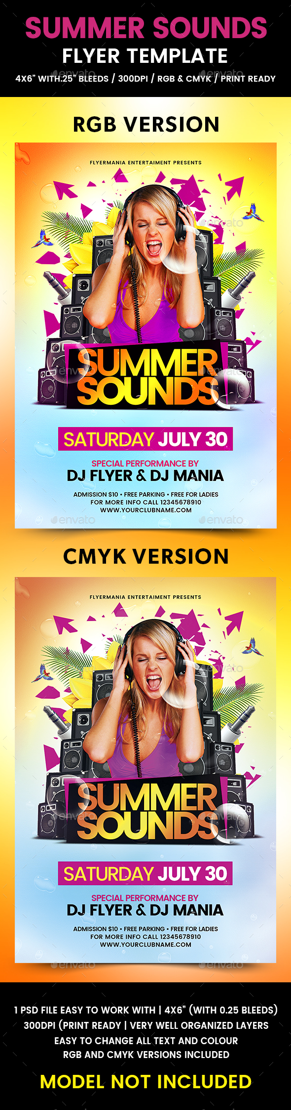 Summer Sounds Flyer Template - Flyers Print Templates