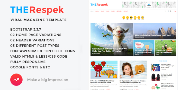 TheRespek - Viral Bimber, Buzzy Magazine HTML5 Template - Entertainment Site Templates