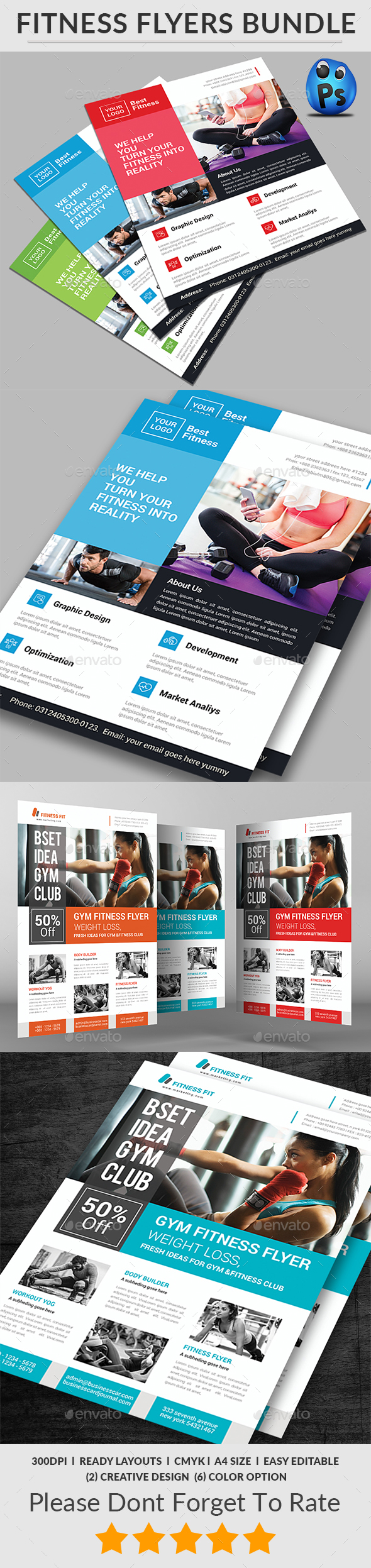 Fitness Flyers Bundle Print Templates - Corporate Flyers