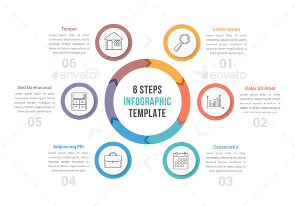 Circle Infographics with Six Steps - Infographics