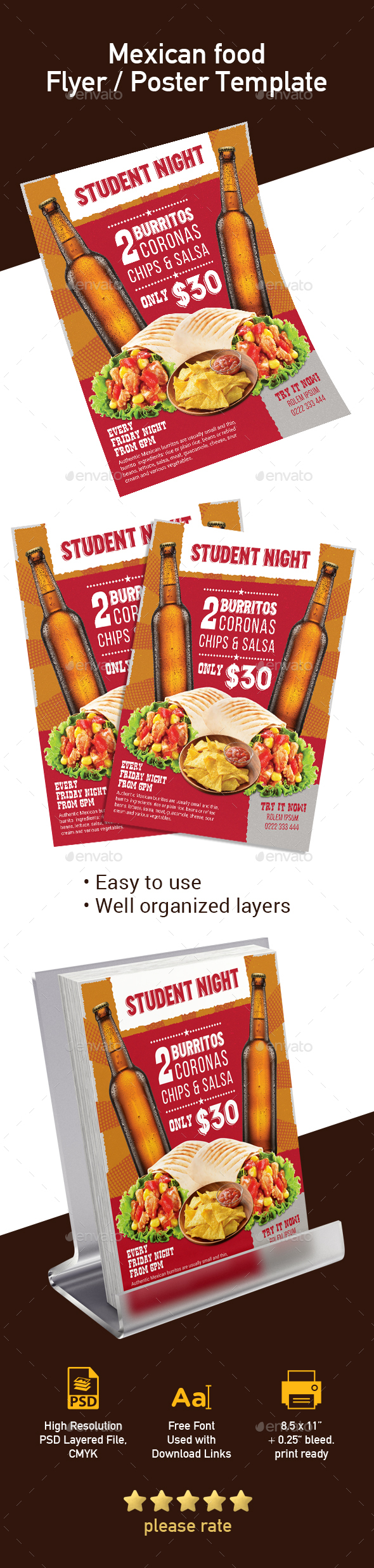 Mexican Food Club Flyer / Poster Template - Print Templates