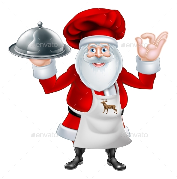 Santa Chef Christmas Dinner Concept - Food Objects