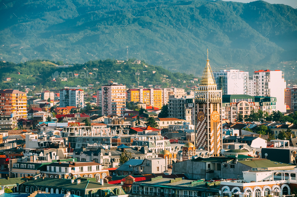 Cityscape Of Georgian Resort Town Of Batumi. Different Colored H - Stock Photo - Images